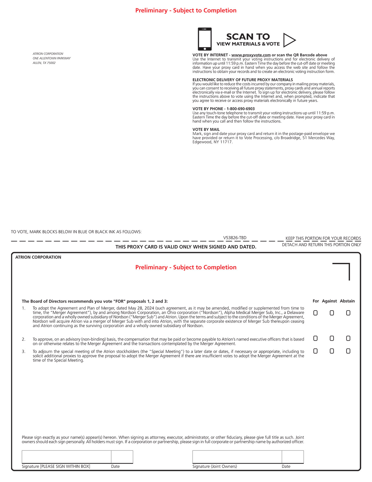 [MISSING IMAGE: px_atrioncorpproxy1pg01-4c.jpg]