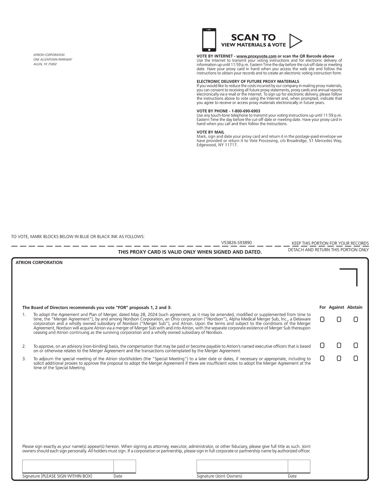 [MISSING IMAGE: px_atrioncorpproxy1pg01-4c.jpg]