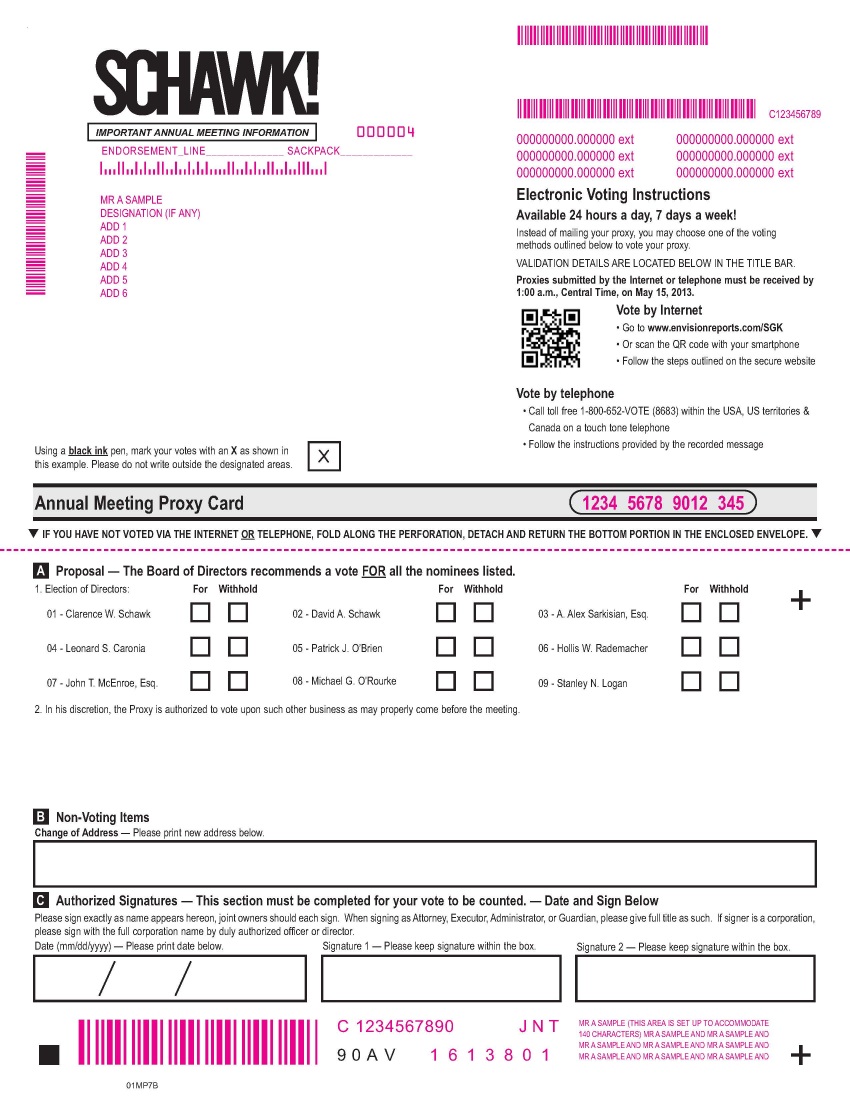 Schawk Proxy Card - Page 1