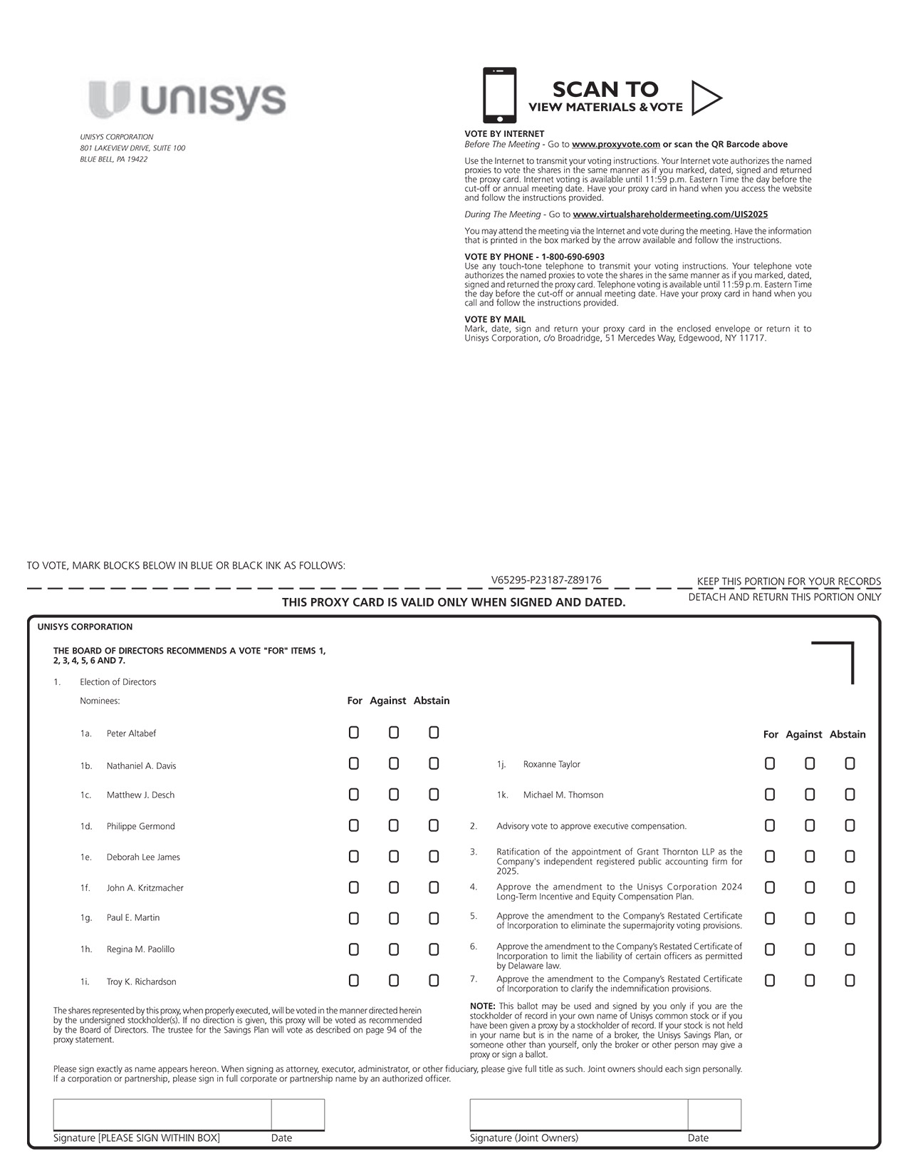 [MISSING IMAGE: px_25unisysproxy1pg01-bw.jpg]