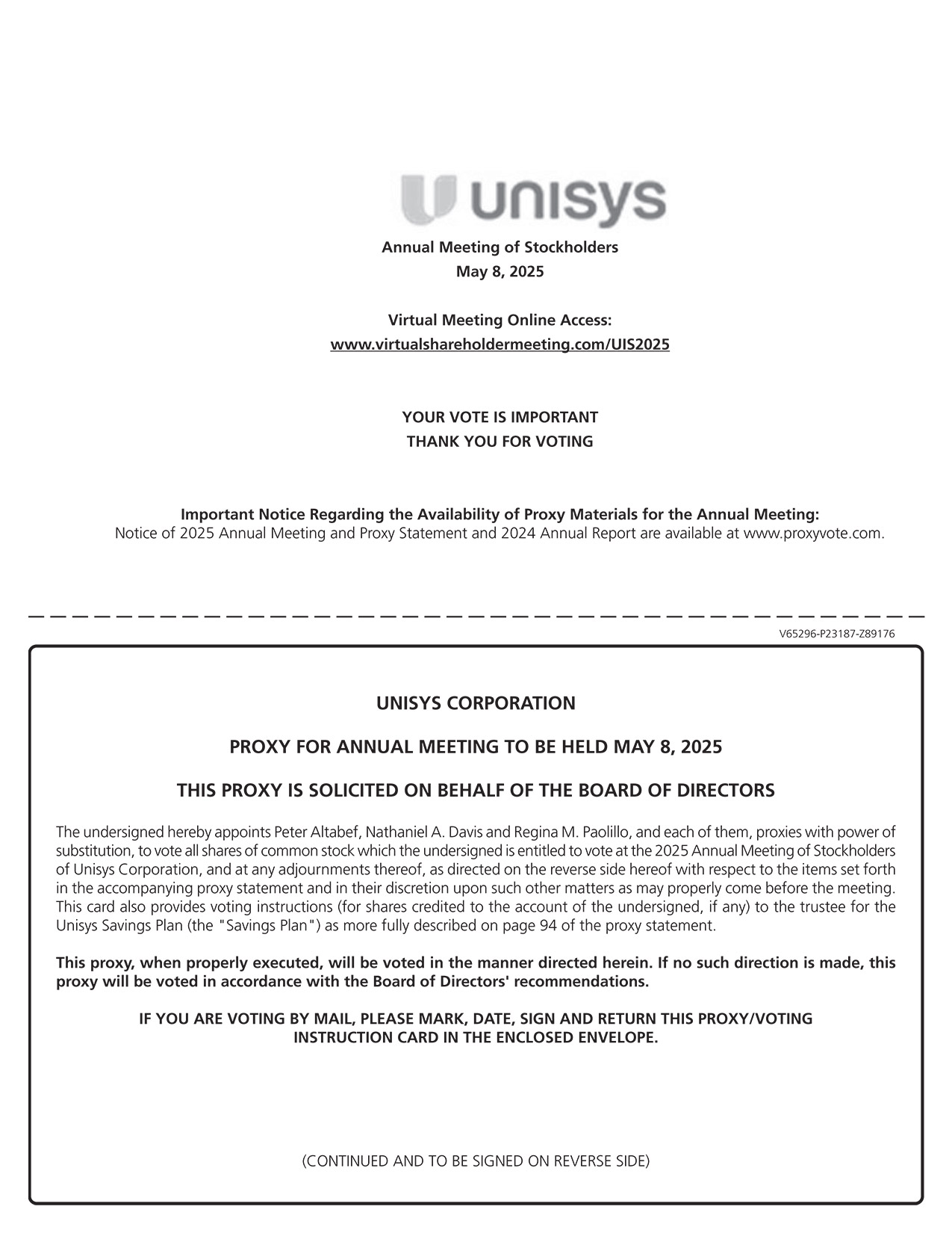 [MISSING IMAGE: px_25unisysproxy1pg02-bw.jpg]