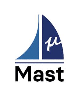 A blue and white logo
Description automatically generated