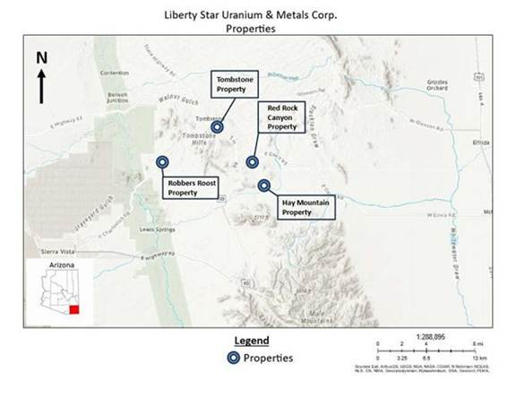 A map of the liberty star uranium and metals corp

Description automatically generated