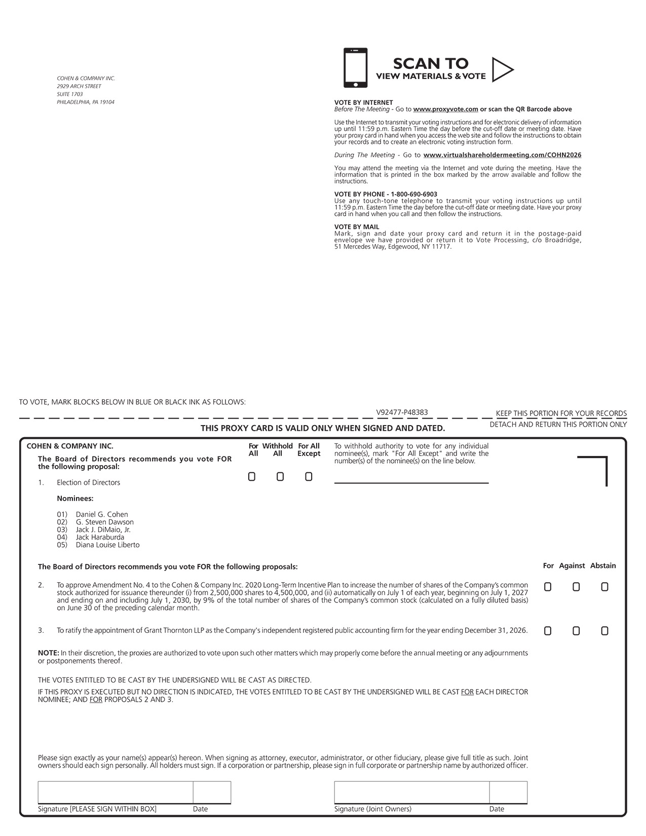 [MISSING IMAGE: px_26cohenproxy01pg01-bw.jpg]