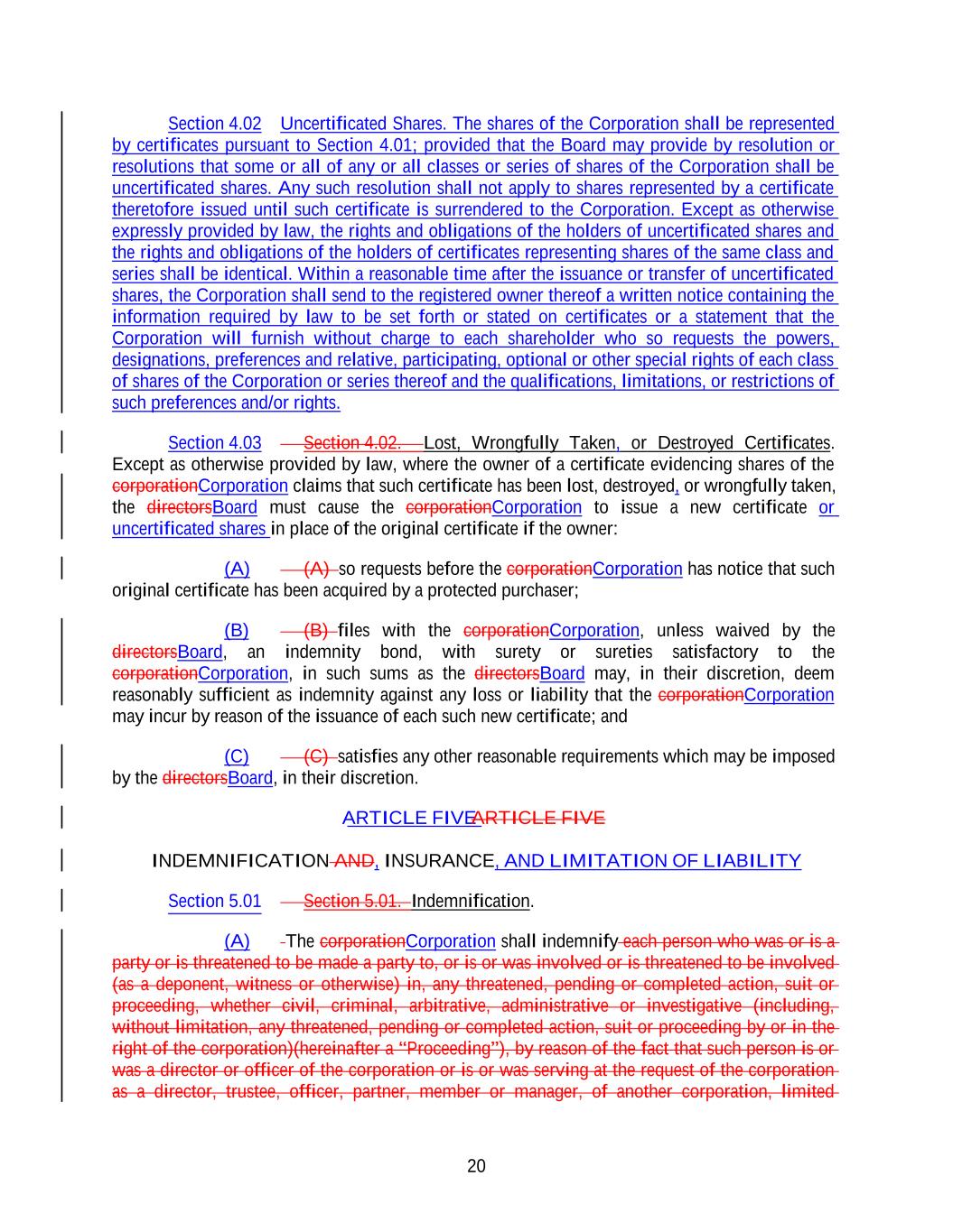 Litera Compare Redline - DSW Current Regulations and DBI - Second Amended and Restated Code of Regulations of DBI (10 3) (3 16 EC Updates) (TH Updated 3-18-26)-4899-9249-0137-v1020.jpg
