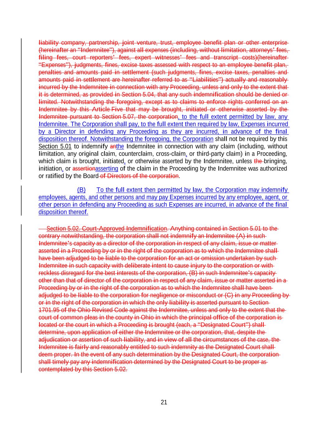Litera Compare Redline - DSW Current Regulations and DBI - Second Amended and Restated Code of Regulations of DBI (10 3) (3 16 EC Updates) (TH Updated 3-18-26)-4899-9249-0137-v1021.jpg