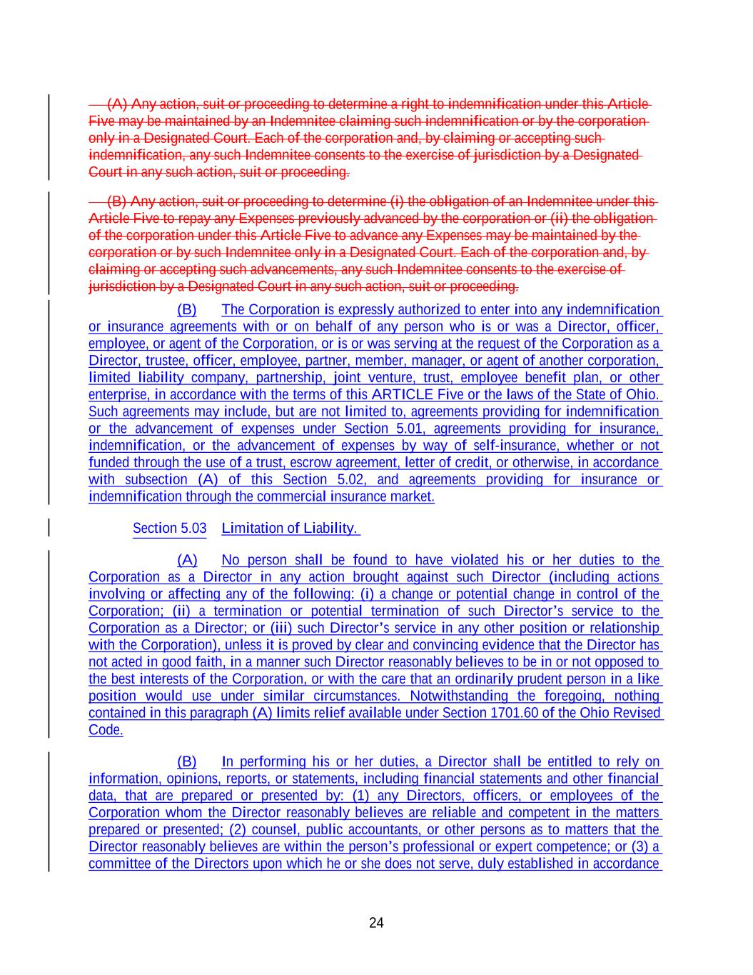 Litera Compare Redline - DSW Current Regulations and DBI - Second Amended and Restated Code of Regulations of DBI (10 3) (3 16 EC Updates) (TH Updated 3-18-26)-4899-9249-0137-v1024.jpg
