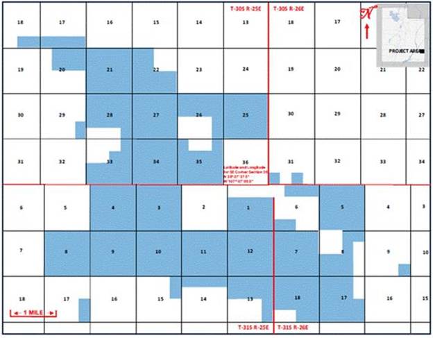 A blue and white grid with red squares
Description automatically generated