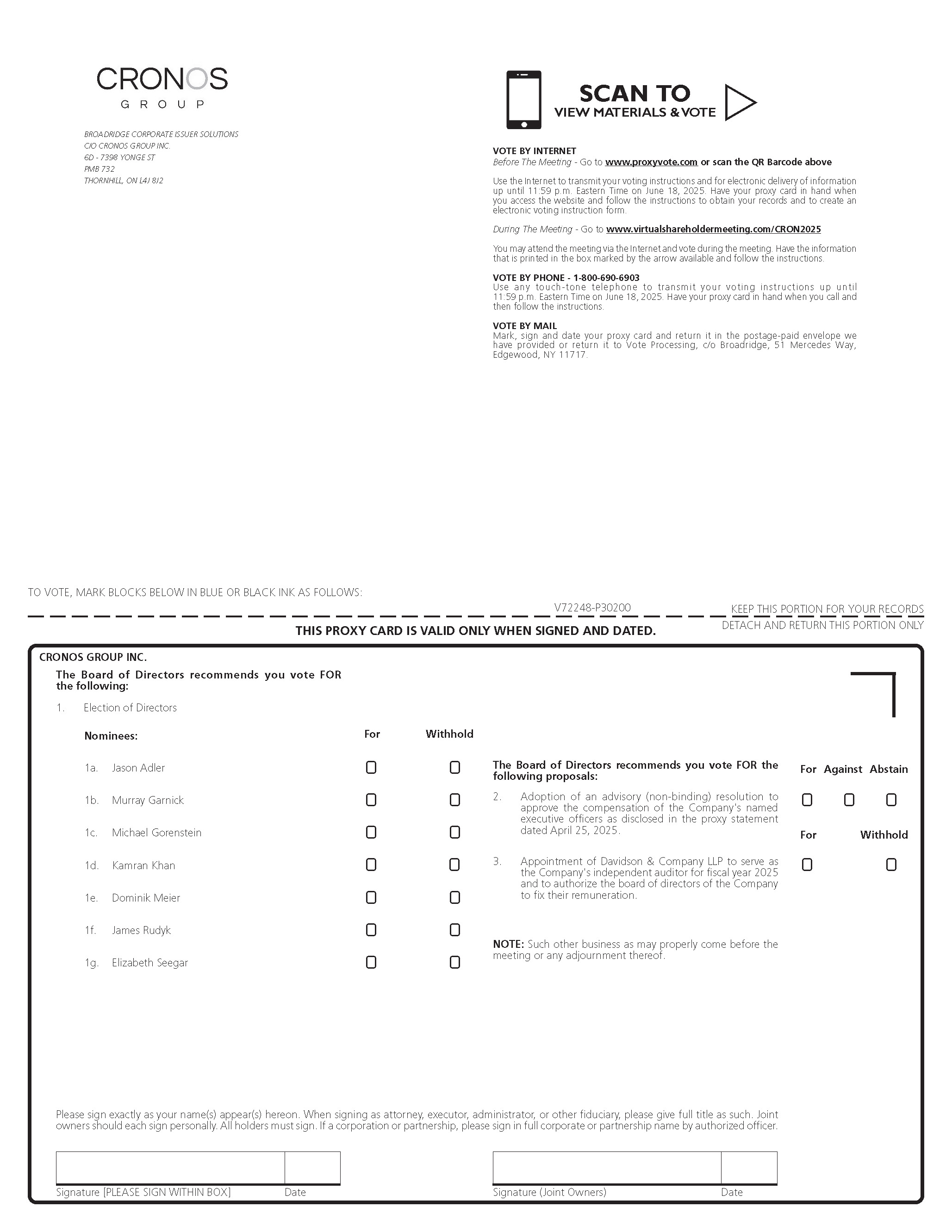 Cronos - 2025 Proxy Card - Page 1 - FINAL.jpg