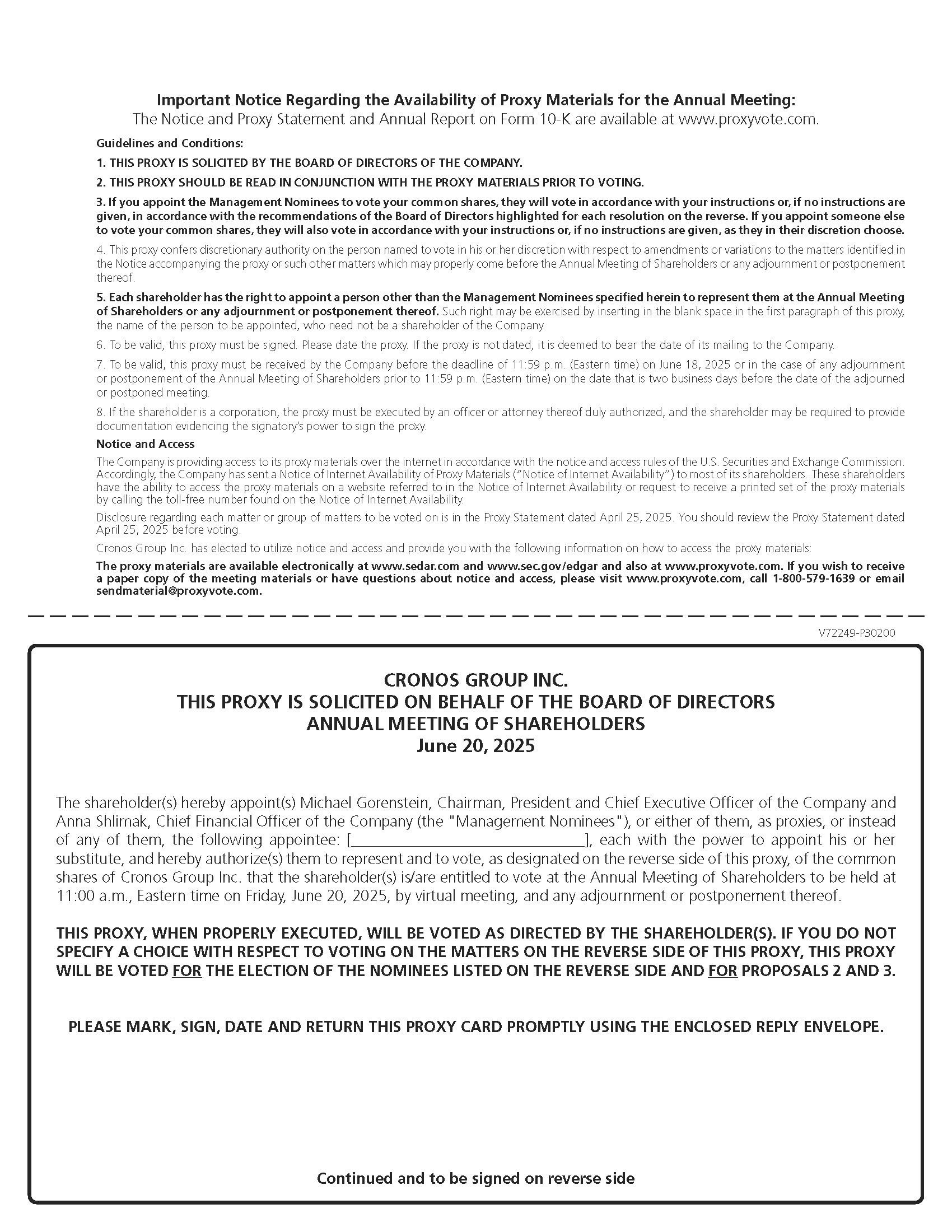 Cronos - 2025 Proxy Card - Page 2 - FINAL.jpg
