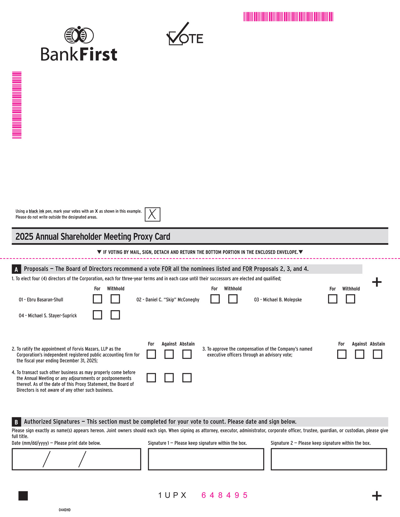[MISSING IMAGE: px_25bankfirstproxy1pg01-4c.jpg]