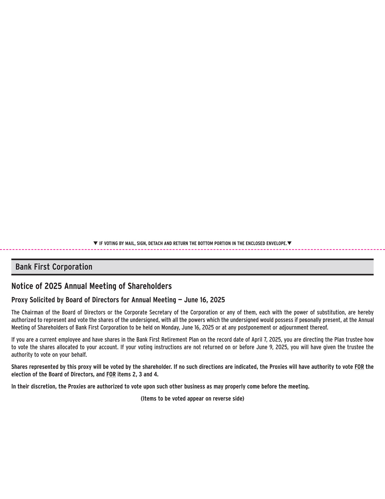 [MISSING IMAGE: px_25bankfirstproxy1pg02-4c.jpg]