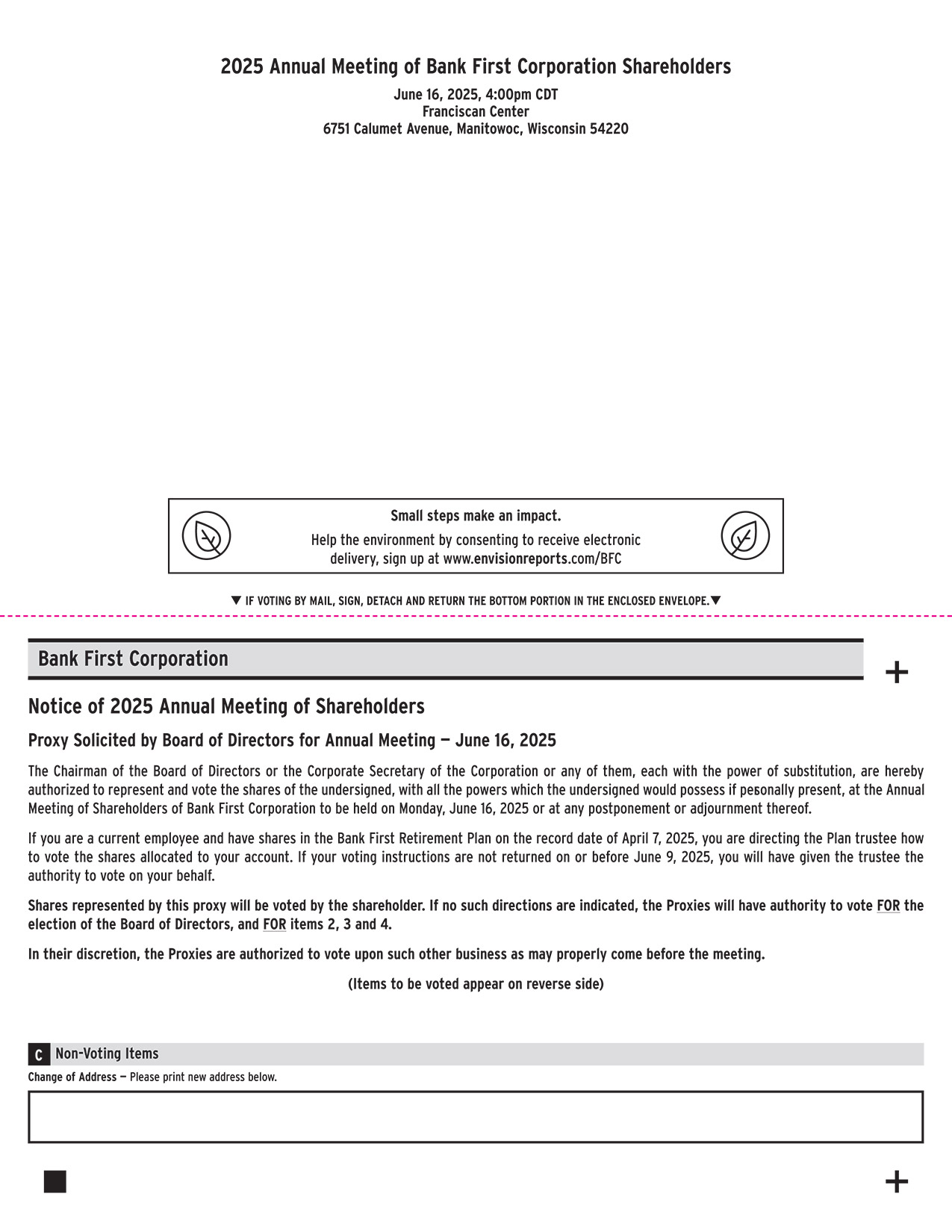 [MISSING IMAGE: px_25bankfirstproxy2pg02-4c.jpg]