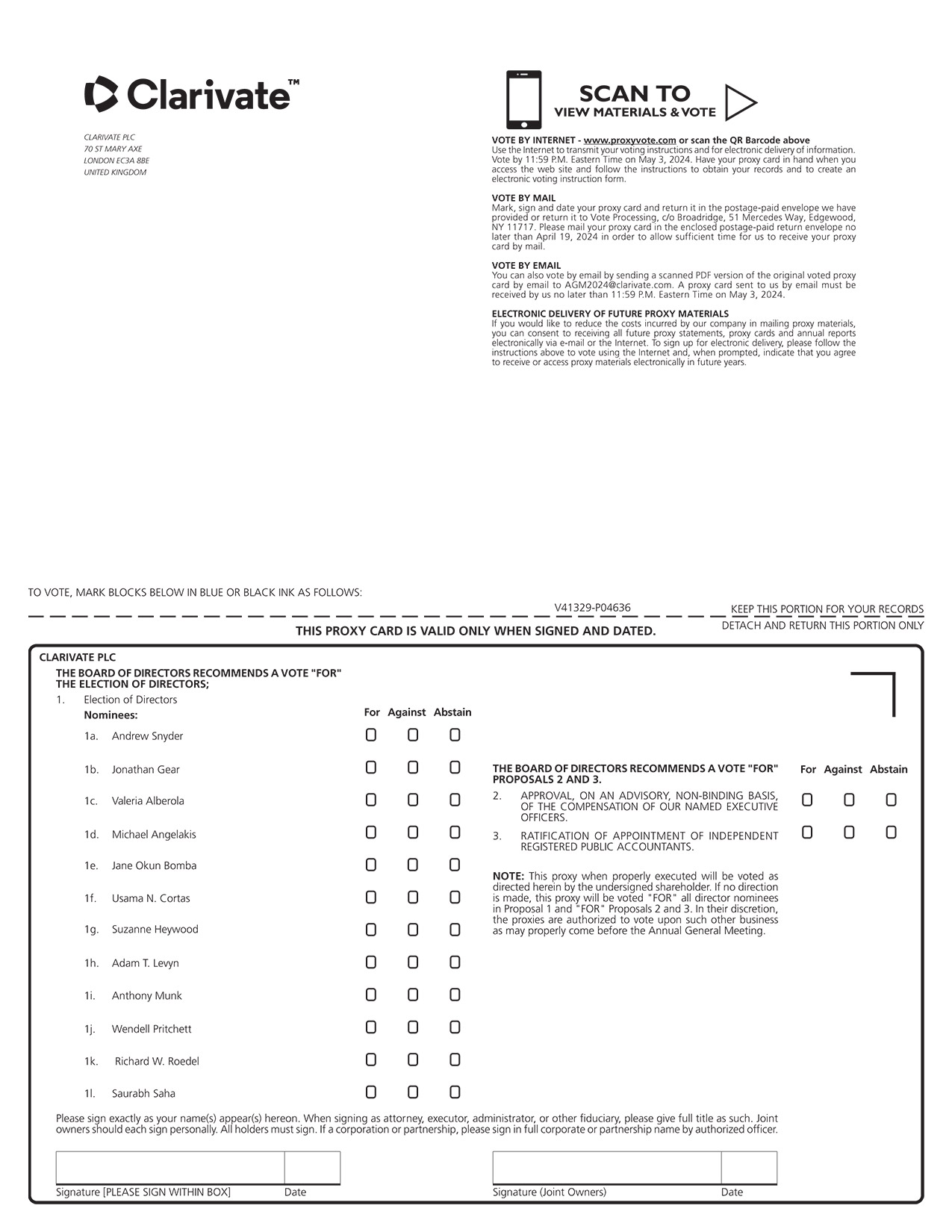 [MISSING IMAGE: px_24clarivateannual01-bw.jpg]