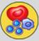 A yellow circle with red and blue circles
Description automatically generated